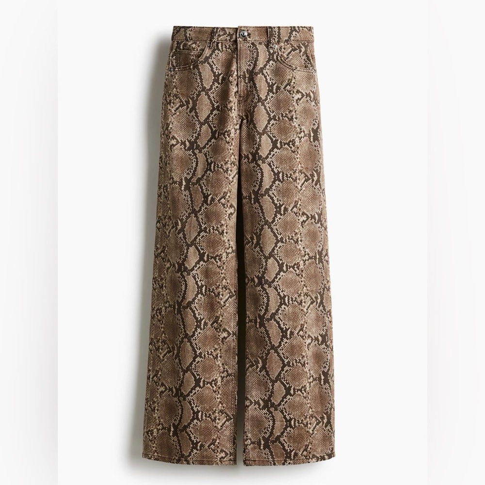 H&M Snakeskin High Rise Wide Leg Jeans - Picture 3 of 5